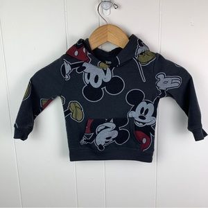 Disney Mickey Mouse Hoodie All Over Print Black Unisex Infant 2T